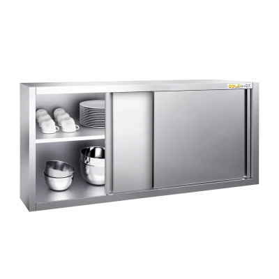 Placard mural inox 1600 x 400 mm / Hauteur 650 mm avec portes coulissantes PREMIUM / GOLDINOX Placard mural inox 1600 x 400 mm / Hauteur 650 mm avec portes coulissantes PREMIUM / GOLDINOX