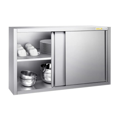 Placard mural inox 1200 x 400 mm / Hauteur 800 mm avec portes coulissantes PREMIUM / GOLDINOX Placard mural inox 1200 x 400 mm / Hauteur 800 mm avec portes coulissantes PREMIUM / GOLDINOX