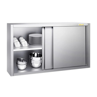 Placard mural inox 1400 x 400 mm / Hauteur 800 mm avec portes coulissantes PREMIUM / GOLDINOX Placard mural inox 1400 x 400 mm / Hauteur 800 mm avec portes coulissantes PREMIUM / GOLDINOX