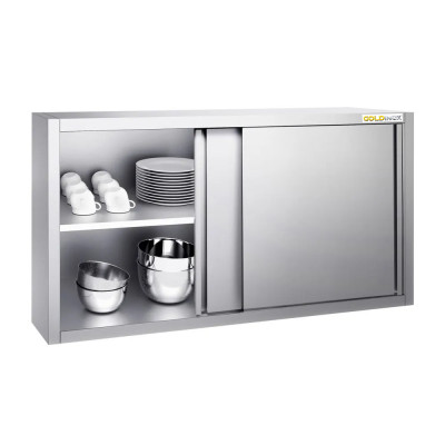 Placard mural inox 1600 x 400 mm / Hauteur 800 mm avec portes coulissantes PREMIUM / GOLDINOX Placard mural inox 1600 x 400 mm / Hauteur 800 mm avec portes coulissantes PREMIUM / GOLDINOX