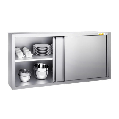 Placard mural inox 2000 x 400 mm / Hauteur 800 mm avec portes coulissantes PREMIUM / GOLDINOX Placard mural inox 2000 x 400 mm / Hauteur 800 mm avec portes coulissantes PREMIUM / GOLDINOX