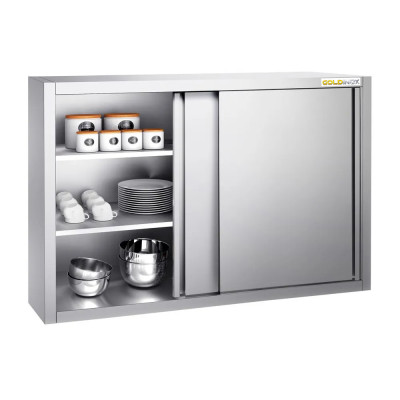Placard mural inox 1200 x 400 mm / Hauteur 1000 mm avec portes coulissantes PREMIUM / GOLDINOX Placard mural inox 1200 x 400 mm / Hauteur 1000 mm avec portes coulissantes PREMIUM / GOLDINOX