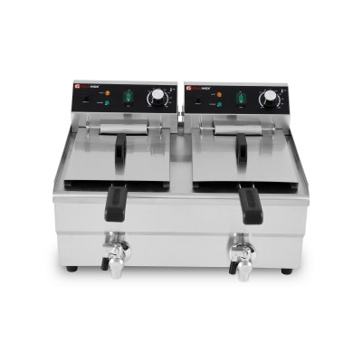 Friteuse électrique 2 x 10 Litres avec robinet de vidange à poser - 6 kW / GOLDINOX Friteuse électrique 2 x 10 Litres avec robinet de vidange à poser - 6 kW / GOLDINOX
