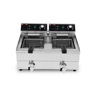 Friteuse électrique 2 x 10 Litres avec robinet de vidange à poser - 6 kW / GOLDINOX Friteuse électrique 2 x 10 Litres avec robinet de vidange à poser - 6 kW / GOLDINOX