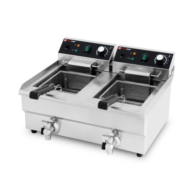 Friteuse électrique 2 x 10 Litres avec robinet de vidange à poser - 6 kW / GOLDINOX Friteuse électrique 2 x 10 Litres avec robinet de vidange à poser - 6 kW / GOLDINOX