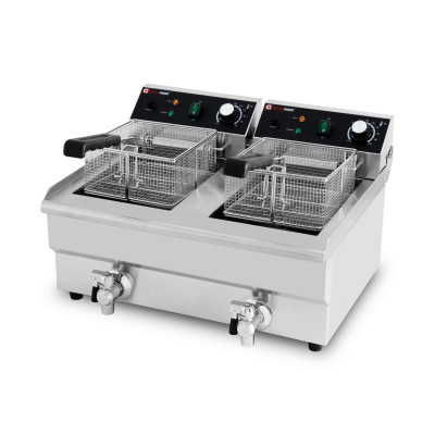 Friteuse électrique 2 x 10 Litres avec robinet de vidange à poser - 6 kW / GOLDINOX Friteuse électrique 2 x 10 Litres avec robinet de vidange à poser - 6 kW / GOLDINOX
