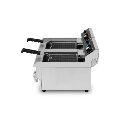Friteuse électrique 2 x 10 Litres avec robinet de vidange à poser - 6 kW / GOLDINOX Friteuse électrique 2 x 10 Litres avec robinet de vidange à poser - 6 kW / GOLDINOX