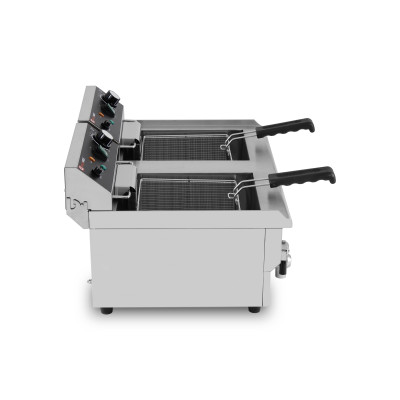 Friteuse électrique 2 x 10 Litres avec robinet de vidange à poser - 6 kW / GOLDINOX Friteuse électrique 2 x 10 Litres avec robinet de vidange à poser - 6 kW / GOLDINOX