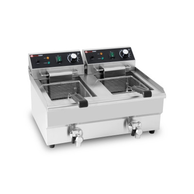 Friteuse électrique 2 x 10 Litres avec robinet de vidange à poser - 6 kW / GOLDINOX Friteuse électrique 2 x 10 Litres avec robinet de vidange à poser - 6 kW / GOLDINOX