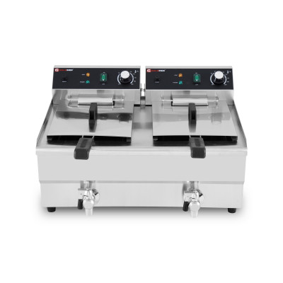Friteuse électrique 2 x13 Litres avec robinet de vidange à poser - 6,5 kW / GOLDINOX Friteuse électrique 2 x13 Litres avec robinet de vidange à poser - 6,5 kW / GOLDINOX