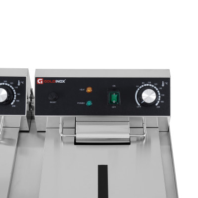 Friteuse électrique 2 x13 Litres avec robinet de vidange à poser - 6,5 kW / GOLDINOX Friteuse électrique 2 x13 Litres avec robinet de vidange à poser - 6,5 kW / GOLDINOX