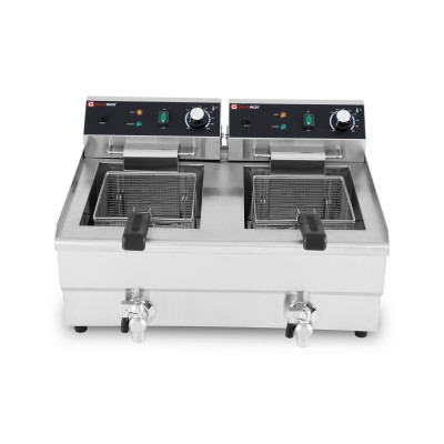Friteuse électrique 2 x13 Litres avec robinet de vidange à poser - 6,5 kW / GOLDINOX Friteuse électrique 2 x13 Litres avec robinet de vidange à poser - 6,5 kW / GOLDINOX