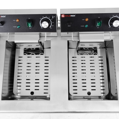 Friteuse électrique 2 x13 Litres avec robinet de vidange à poser - 6,5 kW / GOLDINOX Friteuse électrique 2 x13 Litres avec robinet de vidange à poser - 6,5 kW / GOLDINOX