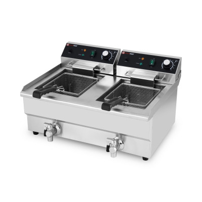 Friteuse électrique 2 x13 Litres avec robinet de vidange à poser - 6,5 kW / GOLDINOX Friteuse électrique 2 x13 Litres avec robinet de vidange à poser - 6,5 kW / GOLDINOX