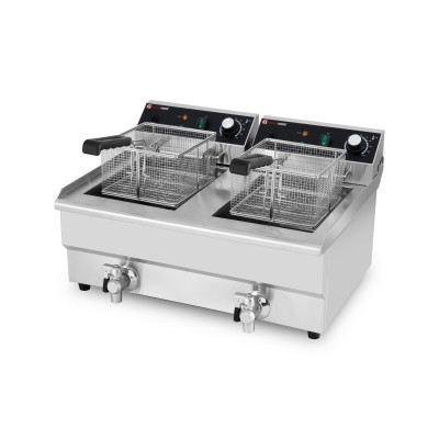 Friteuse électrique 2 x13 Litres avec robinet de vidange à poser - 6,5 kW / GOLDINOX Friteuse électrique 2 x13 Litres avec robinet de vidange à poser - 6,5 kW / GOLDINOX