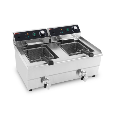 Friteuse électrique 2 x13 Litres avec robinet de vidange à poser - 6,5 kW / GOLDINOX Friteuse électrique 2 x13 Litres avec robinet de vidange à poser - 6,5 kW / GOLDINOX