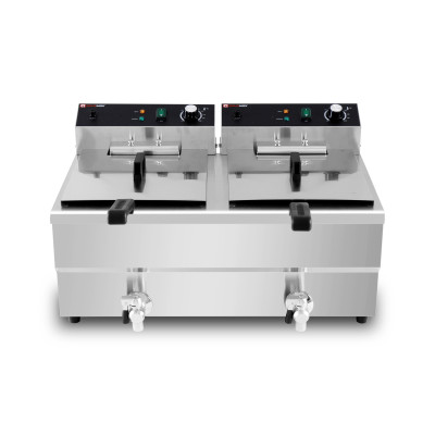 Friteuse électrique 2 x 16 Litres avec robinet de vidange à poser - 10 kW (400V) / GOLDINOX Friteuse électrique 2 x 16 Litres avec robinet de vidange à poser - 10 kW (400V) / GOLDINOX