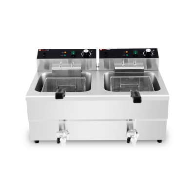 Friteuse électrique 2 x 16 Litres avec robinet de vidange à poser - 10 kW (400V) / GOLDINOX Friteuse électrique 2 x 16 Litres avec robinet de vidange à poser - 10 kW (400V) / GOLDINOX