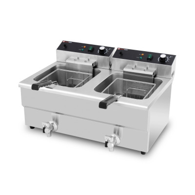 Friteuse électrique 2 x 16 Litres avec robinet de vidange à poser - 10 kW (400V) / GOLDINOX Friteuse électrique 2 x 16 Litres avec robinet de vidange à poser - 10 kW (400V) / GOLDINOX