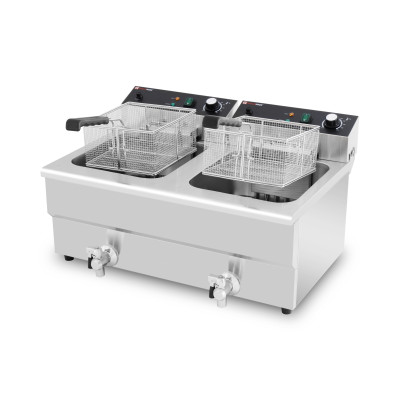 Friteuse électrique 2 x 16 Litres avec robinet de vidange à poser - 10 kW (400V) / GOLDINOX Friteuse électrique 2 x 16 Litres avec robinet de vidange à poser - 10 kW (400V) / GOLDINOX