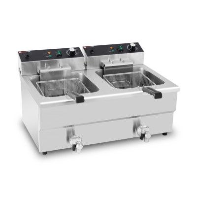 Friteuse électrique 2 x 16 Litres avec robinet de vidange à poser - 10 kW (400V) / GOLDINOX Friteuse électrique 2 x 16 Litres avec robinet de vidange à poser - 10 kW (400V) / GOLDINOX