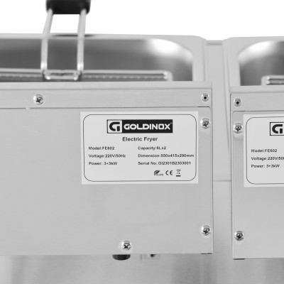 Friteuse électrique 2 x 6 Litres à poser - 6 kW / GOLDINOX Friteuse électrique 2 x 6 Litres à poser - 6 kW / GOLDINOX