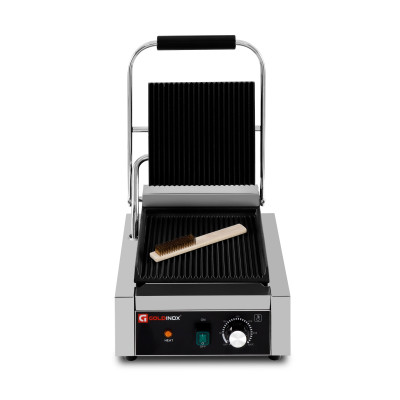 Contact Grill Panini Rainuré Haut et Bas - 235 x 225 mm / GOLDINOX Contact Grill Panini Rainuré Haut et Bas - 235 x 225 mm / GOLDINOX