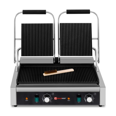 Contact Grill Panini Double Rainuré Haut et Bas - 498 x 283 mm / GOLDINOX Contact Grill Panini Double Rainuré Haut et Bas - 498 x 283 mm / GOLDINOX
