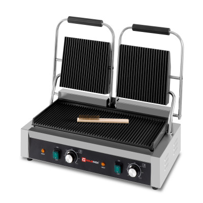 Contact Grill Panini Double Rainuré Haut et Bas - 498 x 283 mm / GOLDINOX Contact Grill Panini Double Rainuré Haut et Bas - 498 x 283 mm / GOLDINOX