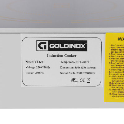 Plaque à induction - 3,5 kW / GOLDINOX Plaque à induction - 3,5 kW / GOLDINOX