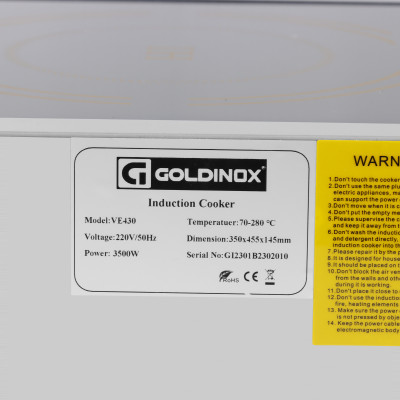 Plaque à induction Premium - 3,5 kW / GOLDINOX Plaque à induction Premium - 3,5 kW / GOLDINOX