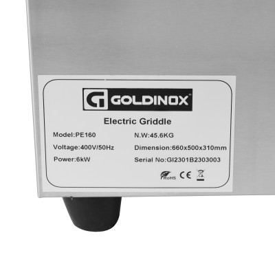 Plaque de cuisson en acier lisse électrique professionnelle 660 mm - GOLDINOX Plaque de cuisson en acier lisse électrique professionnelle 660 mm - GOLDINOX