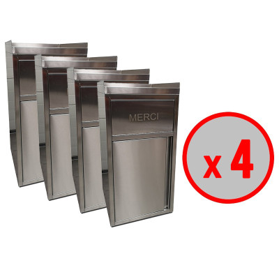 Lot de 4 Poubelles snack en inox avec bac plastique (560 x 530 x 1230 mm) / GOLDINOX Lot de 4 Poubelles snack en inox avec bac plastique (560 x 530 x 1230 mm) / GOLDINOX