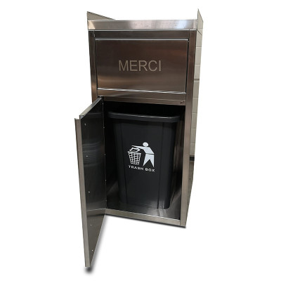 Lot de 4 Poubelles snack en inox avec bac plastique (560 x 530 x 1230 mm) / GOLDINOX Lot de 4 Poubelles snack en inox avec bac plastique (560 x 530 x 1230 mm) / GOLDINOX