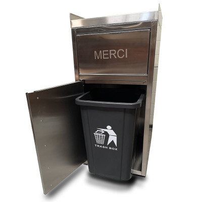 Lot de 4 Poubelles snack en inox avec bac plastique (560 x 530 x 1230 mm) / GOLDINOX Lot de 4 Poubelles snack en inox avec bac plastique (560 x 530 x 1230 mm) / GOLDINOX