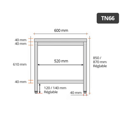Table inox 600 x 600 mm / GOLDINOX Table inox 600 x 600 mm / GOLDINOX