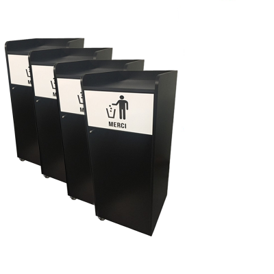 Lot de 4 Poubelles snack en bois noir 100L Lot de 4 Poubelles snack en bois noir 100L