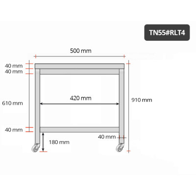 Table inox 500 x 500 mm sur roulettes / GOLDINOX Table inox 500 x 500 mm sur roulettes / GOLDINOX