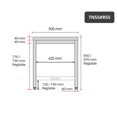 Table inox 500 x 500 mm avec renfort / GOLDINOX | Enlèvement entrepôt Table inox 500 x 500 mm avec renfort / GOLDINOX | Enlèvement entrepôt