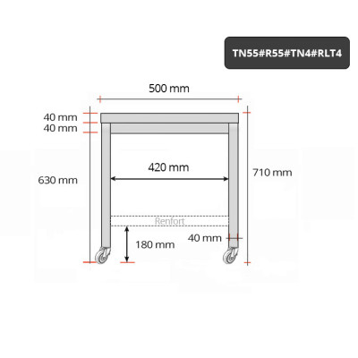 Table inox soubassement 500 x 500 mm avec renfort sur roulettes / GOLDINOX Table inox soubassement 500 x 500 mm avec renfort sur roulettes / GOLDINOX