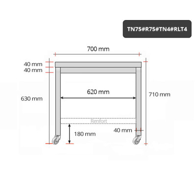Table inox soubassement 700 x 500 mm avec renfort sur roulettes / GOLDINOX Table inox soubassement 700 x 500 mm avec renfort sur roulettes / GOLDINOX