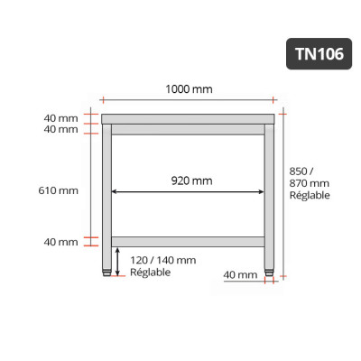 Table inox 1000 x 600 mm PREMIUM / GOLDINOX Table inox 1000 x 600 mm PREMIUM / GOLDINOX