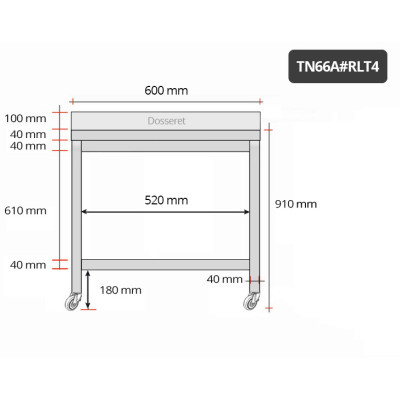Table inox 600 x 600 mm adossée sur roulettes PREMIUM / GOLDINOX Table inox 600 x 600 mm adossée sur roulettes PREMIUM / GOLDINOX