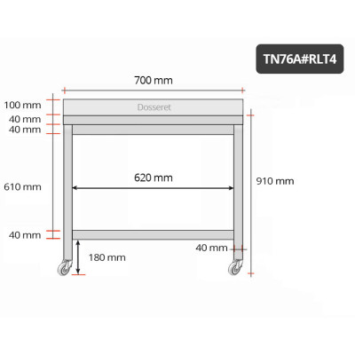 Table inox 700 x 600 mm adossée sur roulettes PREMIUM / GOLDINOX Table inox 700 x 600 mm adossée sur roulettes PREMIUM / GOLDINOX