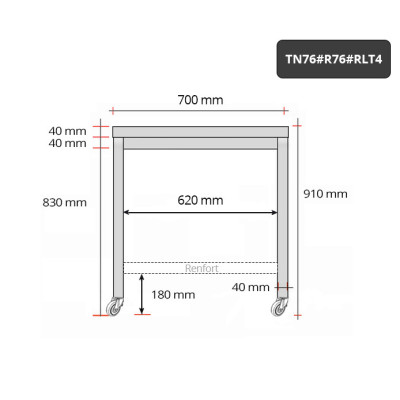 Table inox 700 x 600 mm avec renfort sur roulettes PREMIUM / GOLDINOX Table inox 700 x 600 mm avec renfort sur roulettes PREMIUM / GOLDINOX