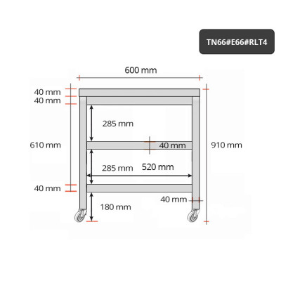 Table inox 600 x 600 mm avec 2 étagères sur roulettes PREMIUM / GOLDINOX Table inox 600 x 600 mm avec 2 étagères sur roulettes PREMIUM / GOLDINOX