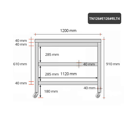 Table inox 1200 x 600 mm avec 2 étagères sur roulettes / GOLDINOX Table inox 1200 x 600 mm avec 2 étagères sur roulettes / GOLDINOX
