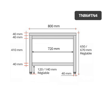 Table inox soubassement 800 x 600 mm / GOLDINOX Table inox soubassement 800 x 600 mm / GOLDINOX