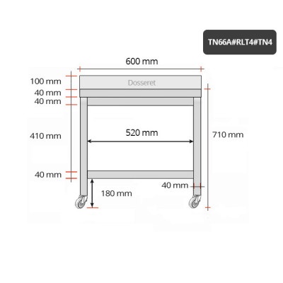Table inox soubassement 600 x 600 mm adossée sur roulettes PREMIUM / GOLDINOX Table inox soubassement 600 x 600 mm adossée sur roulettes PREMIUM / GOLDINOX