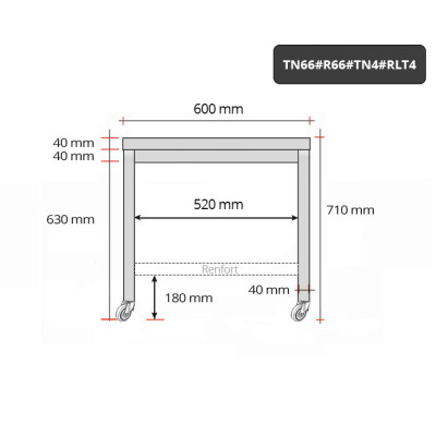 Table inox soubassement 600 x 600 mm avec renfort sur roulettes / GOLDINOX Table inox soubassement 600 x 600 mm avec renfort sur roulettes / GOLDINOX